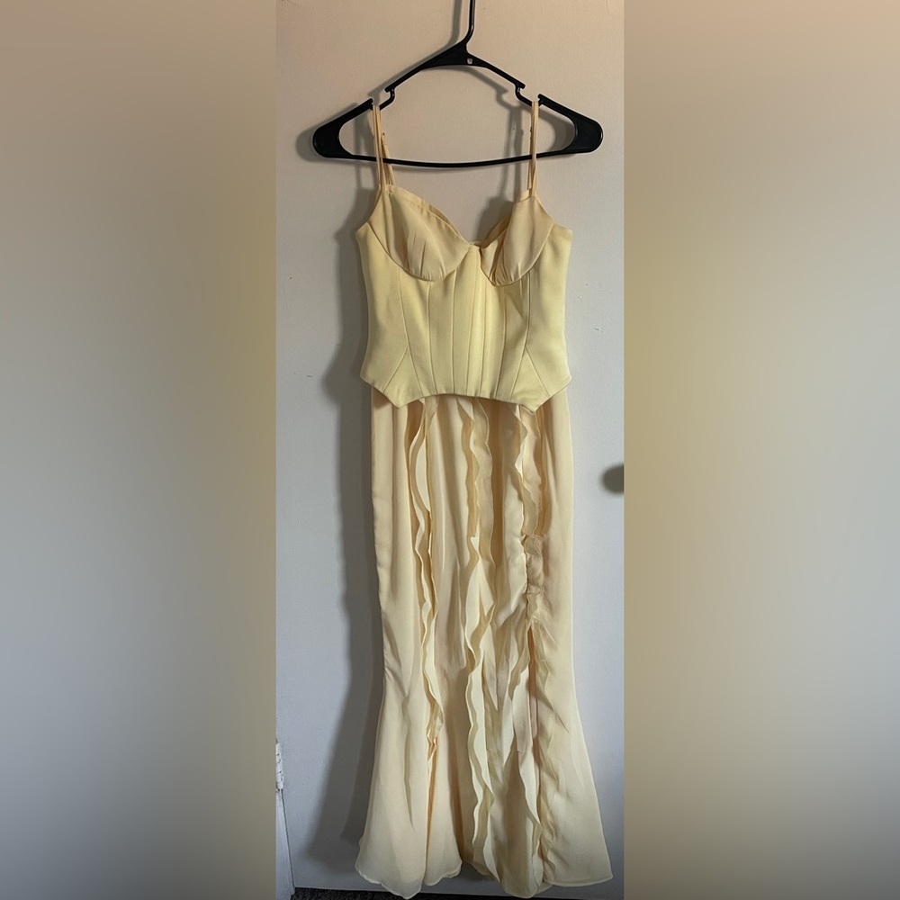 Oh Polly Perrine corset Yellow ruffle Dress